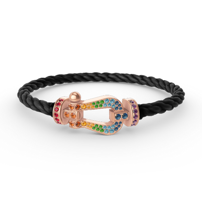 LUXEIFY FORCE LARGE HORSESHOE  COLORED DIAMOND BRACELET ROSE GOLD