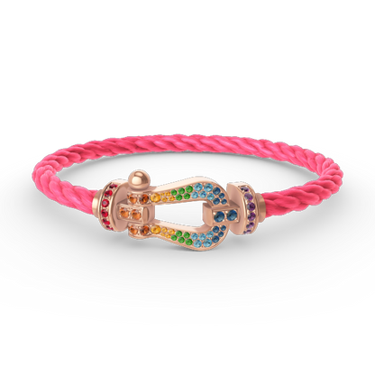 LUXEIFY FORCE LARGE HORSESHOE  COLORED DIAMOND BRACELET ROSE GOLD