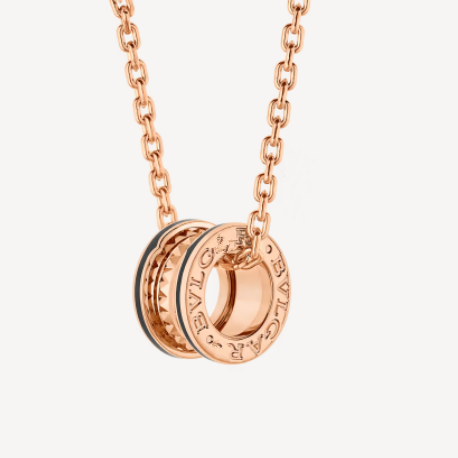 LUXEIFY ZERO 1 ROCK PEDANT PINK GOLD BLACK NECKLACE