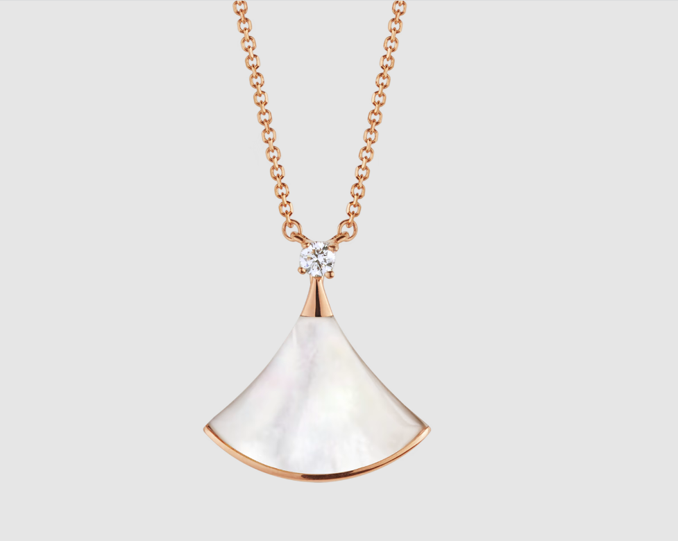 LUXEIFY DREAM NECKLACE WHITE MOP PINK GOLD 1 DIAMOND