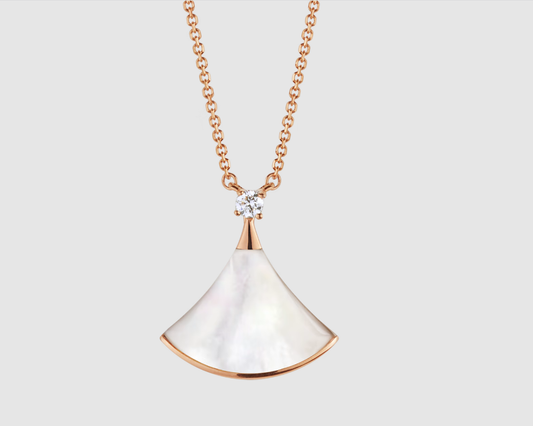 LUXEIFY DREAM NECKLACE WHITE MOP PINK GOLD 1 DIAMOND