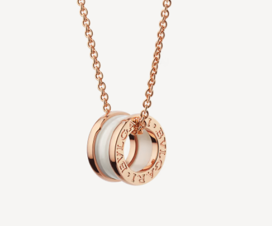 LUXEIFY ZERO 1 WHITE CERAMIC PINK GOLD NECKLACE