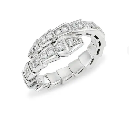 LUXEIFY SERPENTI RING SILVER DIAMOND PAVED 4MM