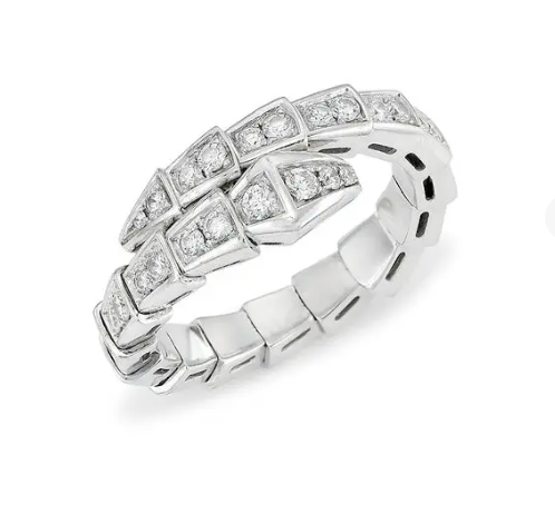 LUXEIFY SERPENTI RING SILVER DIAMOND PAVED 4MM