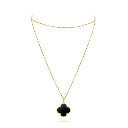 CLOVER 25MM GOLD ONYX BIG CLOVER NECKLACE
