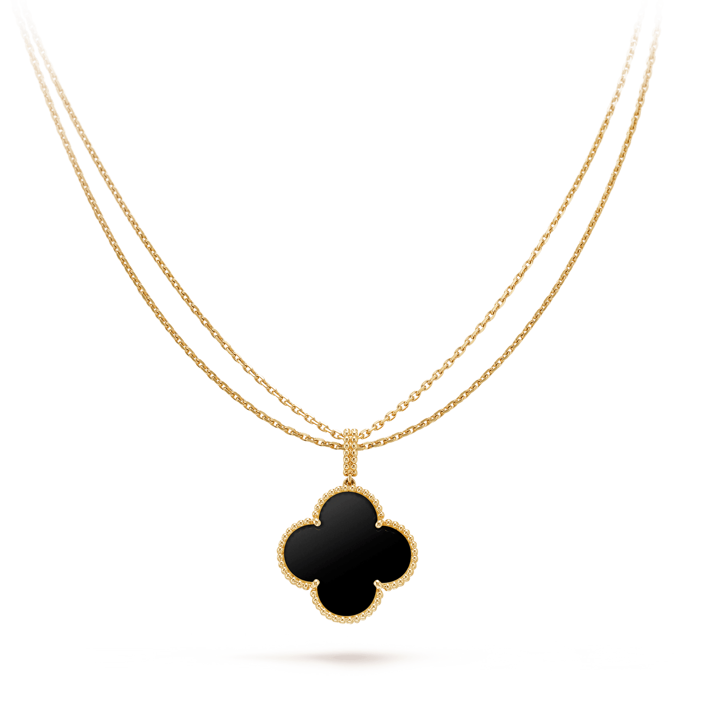 CLOVER 25MM GOLD ONYX BIG CLOVER NECKLACE