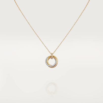 LUXEIFY TRINITY NECKLACE SILVER GOLD PINK GOLD DIAMONDS