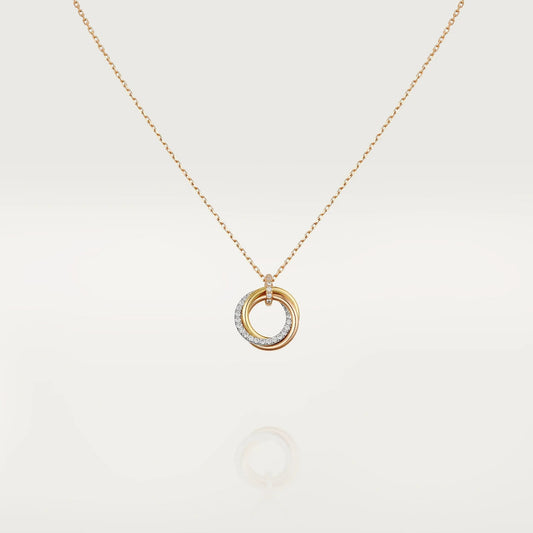 LUXEIFY TRINITY NECKLACE SILVER GOLD PINK GOLD DIAMONDS