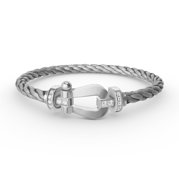 LUXEIFY FORCE LARGE HORSESHOE HALF DIAMOND BRACELET SILVER