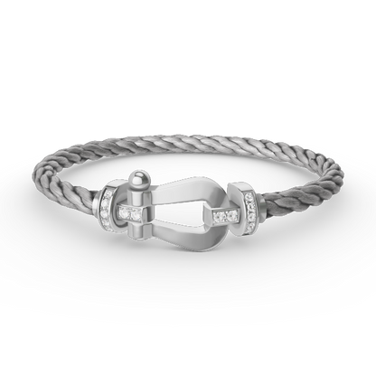 LUXEIFY FORCE LARGE HORSESHOE HALF DIAMOND BRACELET SILVER