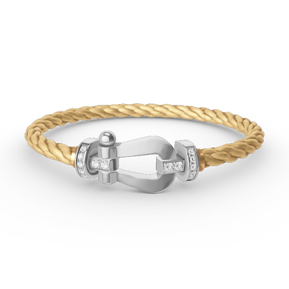 LUXEIFY FORCE LARGE HORSESHOE HALF DIAMOND BRACELET SILVER