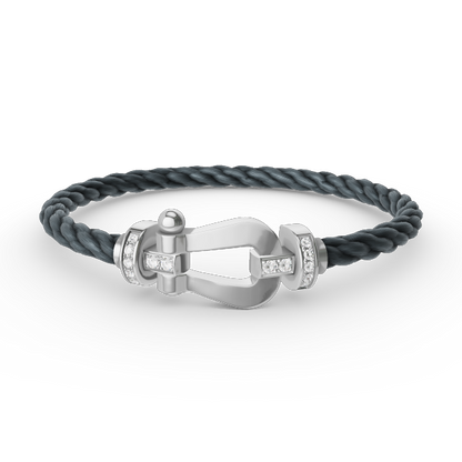 LUXEIFY FORCE LARGE HORSESHOE HALF DIAMOND BRACELET SILVER
