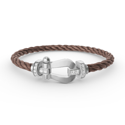 LUXEIFY FORCE LARGE HORSESHOE HALF DIAMOND BRACELET SILVER