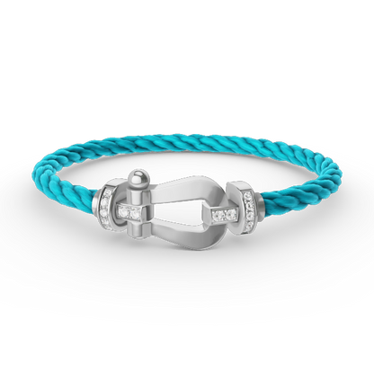 LUXEIFY FORCE LARGE HORSESHOE HALF DIAMOND BRACELET SILVER