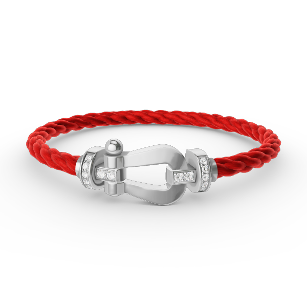LUXEIFY FORCE LARGE HORSESHOE HALF DIAMOND BRACELET SILVER