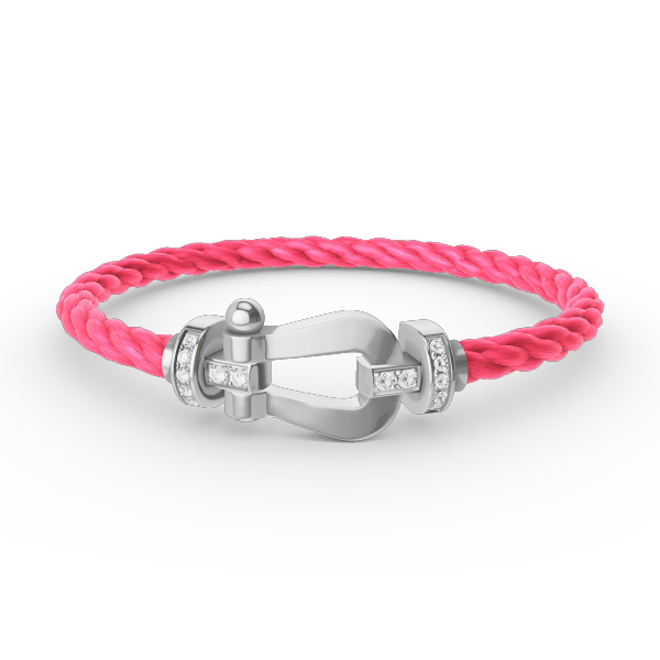 LUXEIFY FORCE LARGE HORSESHOE HALF DIAMOND BRACELET SILVER