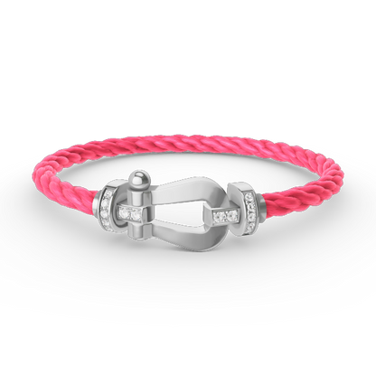 LUXEIFY FORCE LARGE HORSESHOE HALF DIAMOND BRACELET SILVER