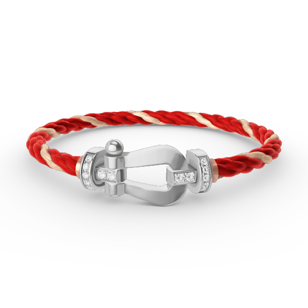 LUXEIFY FORCE LARGE HORSESHOE HALF DIAMOND BRACELET SILVER