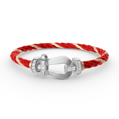 LUXEIFY FORCE LARGE HORSESHOE HALF DIAMOND BRACELET SILVER