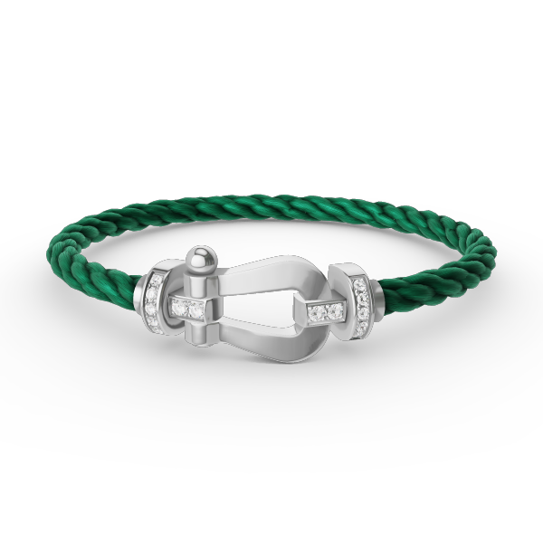LUXEIFY FORCE LARGE HORSESHOE HALF DIAMOND BRACELET SILVER
