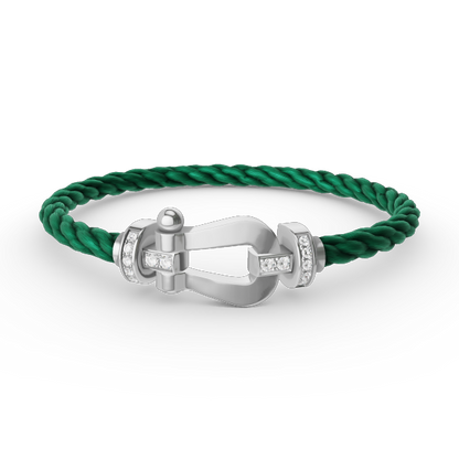LUXEIFY FORCE LARGE HORSESHOE HALF DIAMOND BRACELET SILVER