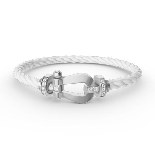 LUXEIFY FORCE LARGE HORSESHOE HALF DIAMOND BRACELET SILVER