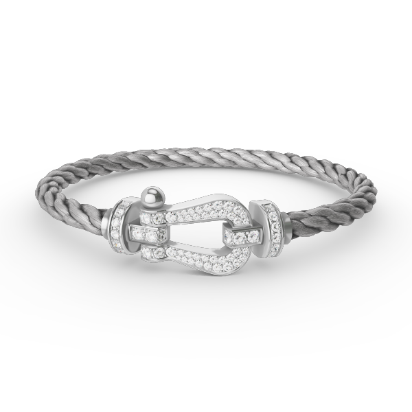LUXEIFY FORCE LARGE HORSESHOE FULL DIAMOND BRACELET SILVER