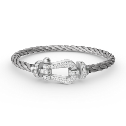 LUXEIFY FORCE LARGE HORSESHOE FULL DIAMOND BRACELET SILVER