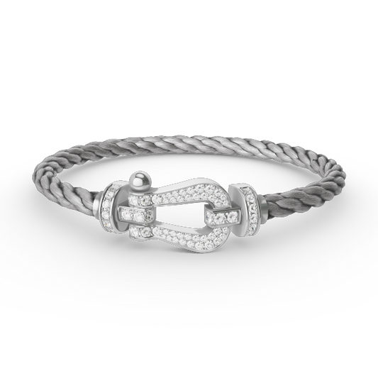 LUXEIFY FORCE LARGE HORSESHOE FULL DIAMOND BRACELET SILVER