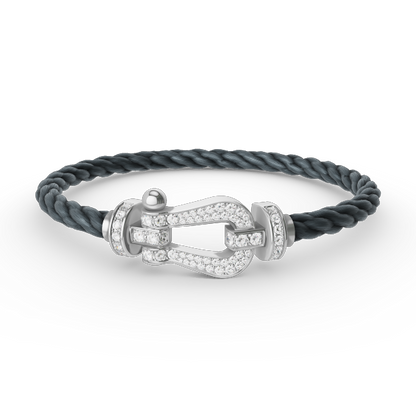 LUXEIFY FORCE LARGE HORSESHOE FULL DIAMOND BRACELET SILVER