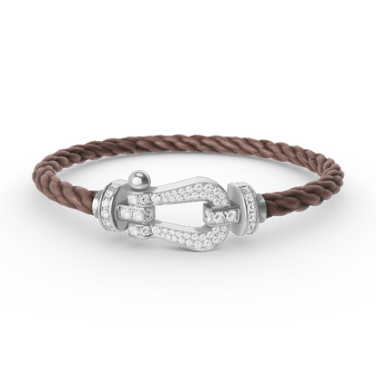 LUXEIFY FORCE LARGE HORSESHOE FULL DIAMOND BRACELET SILVER