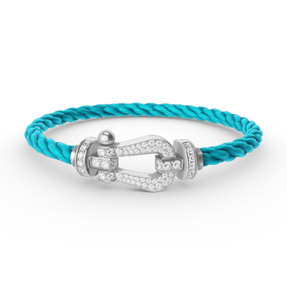 LUXEIFY FORCE LARGE HORSESHOE FULL DIAMOND BRACELET SILVER