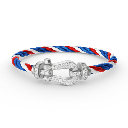 LUXEIFY FORCE LARGE HORSESHOE FULL DIAMOND BRACELET SILVER