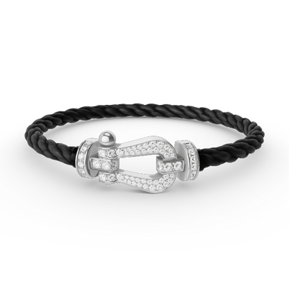 LUXEIFY FORCE LARGE HORSESHOE FULL DIAMOND BRACELET SILVER