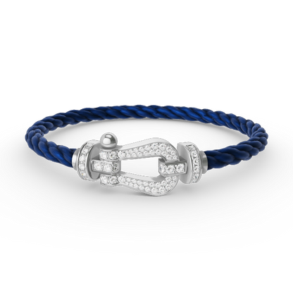 LUXEIFY FORCE LARGE HORSESHOE FULL DIAMOND BRACELET SILVER
