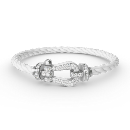LUXEIFY FORCE LARGE HORSESHOE FULL DIAMOND BRACELET SILVER