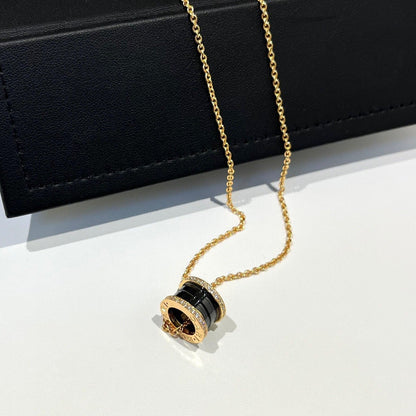 LUXEIFY ZERO 1 BLACK CERAMIC DIAMOND PINK GOLD NECKLACE